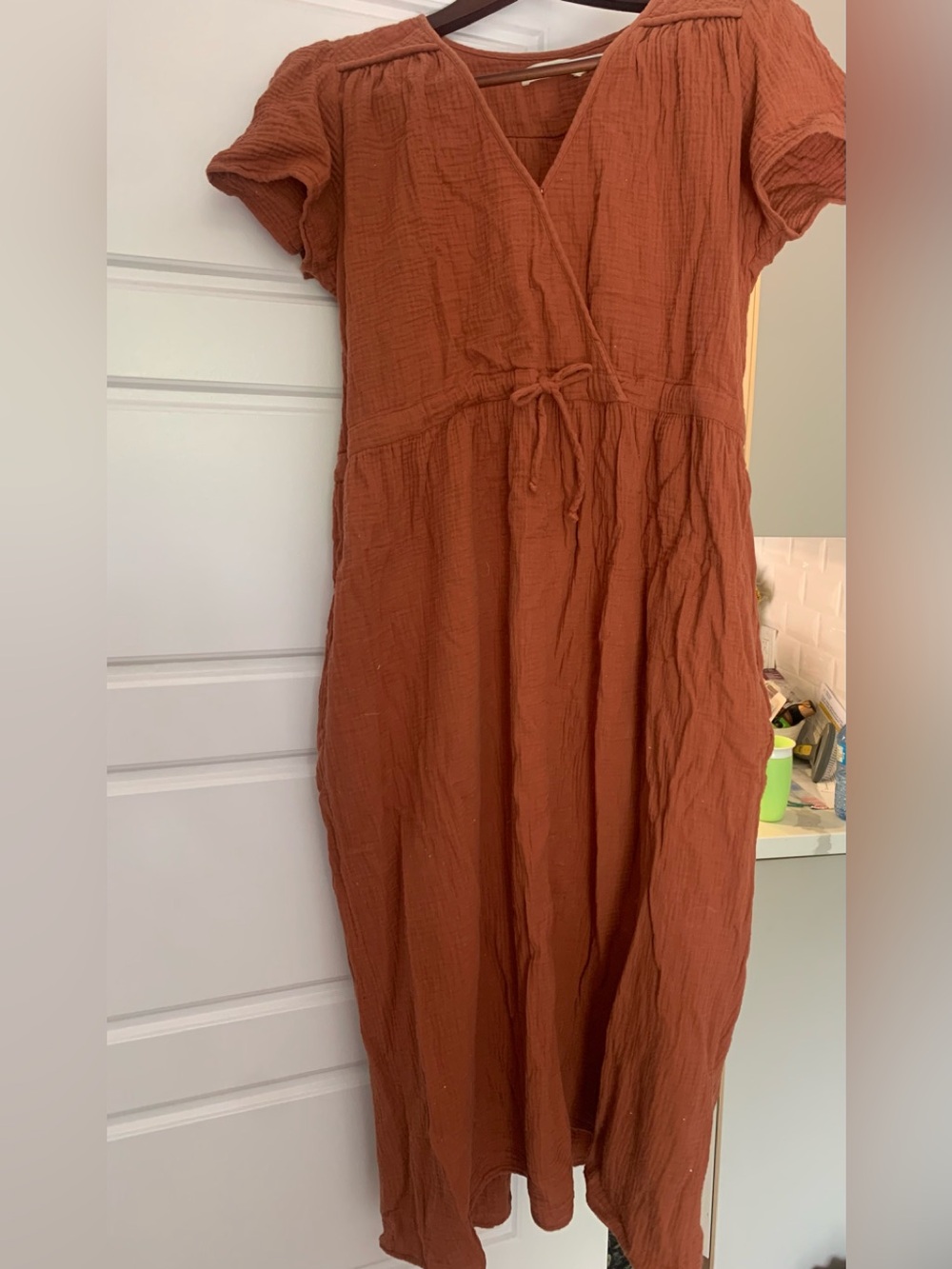 Christy Dawn Rust Orange Wrap Midi Dress